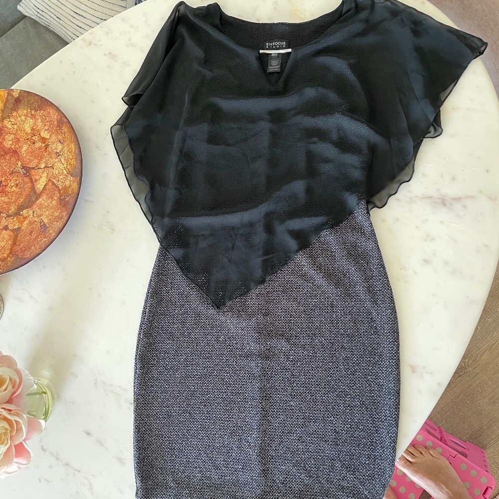 Black and Silver Cocktail Gown Size 10